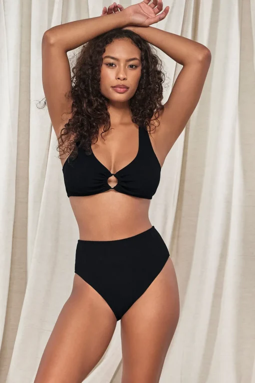 Sunsets Pacifica Black Astrid High Waist Bottom< High-Waist | Bikini Bottoms