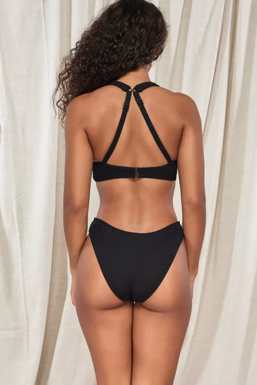 Sunsets Pacifica Black Sandy Scoop Bottom< High-Waist | Bikini Bottoms