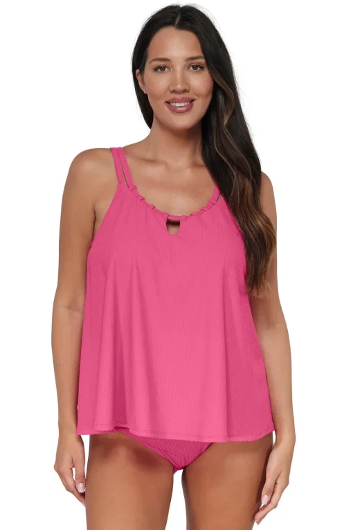 Sunsets Pacifica Dragon Fruit Sadie Tankini Top< Plus Size | Wire-Free