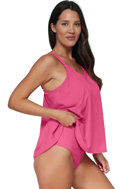 Sunsets Pacifica Dragon Fruit Sadie Tankini Top< Plus Size | Wire-Free