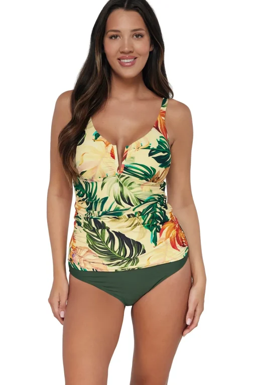 Sunsets Amber Oasis Zuri V-Wire Tankini Top< Plus Size | Underwire