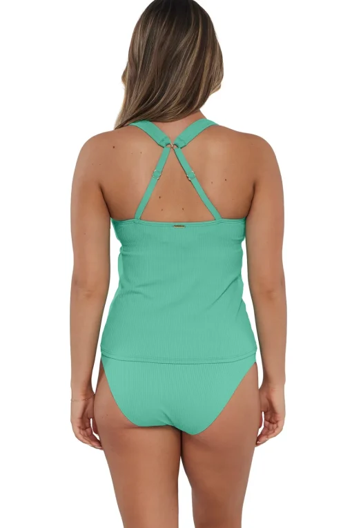 Sunsets Aqua Mist Sandbar Rib Elsie Tankini Top< Plus Size | Underwire