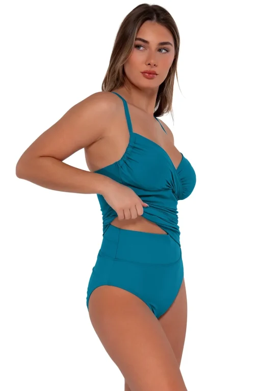 Sunsets Avalon Teal Serena Tankini Top< Plus Size | Underwire
