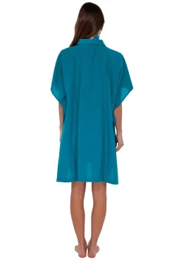 Sunsets Avalon Teal Shore Thing Tunic< Cover-Ups