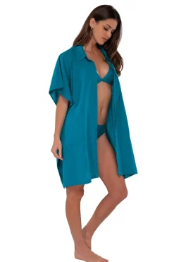 Sunsets Avalon Teal Shore Thing Tunic< Cover-Ups