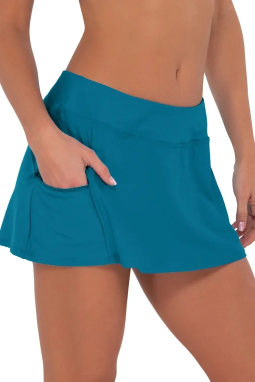 Sunsets Avalon Teal Sporty Swim Skirt< Plus Size
