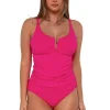 Sunsets Begonia Sandbar Rib Zuri V-Wire Tankini Top< Plus Size | Underwire