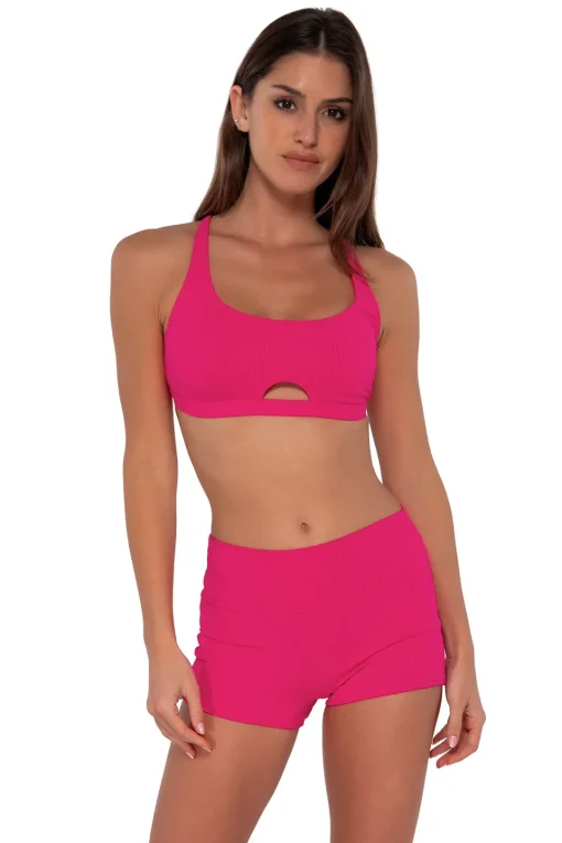Sunsets Begonia Sandbar Rib Kinsley Swim Short< Plus Size | High-Waist