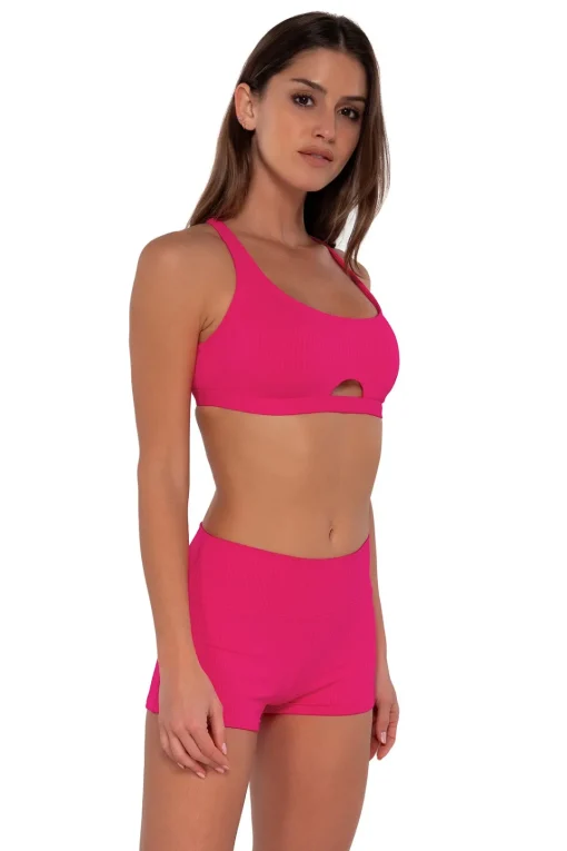 Sunsets Begonia Sandbar Rib Kinsley Swim Short< Plus Size | High-Waist