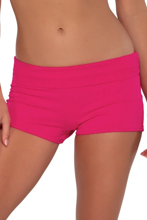 Sunsets Begonia Sandbar Rib Kinsley Swim Short< Plus Size | High-Waist