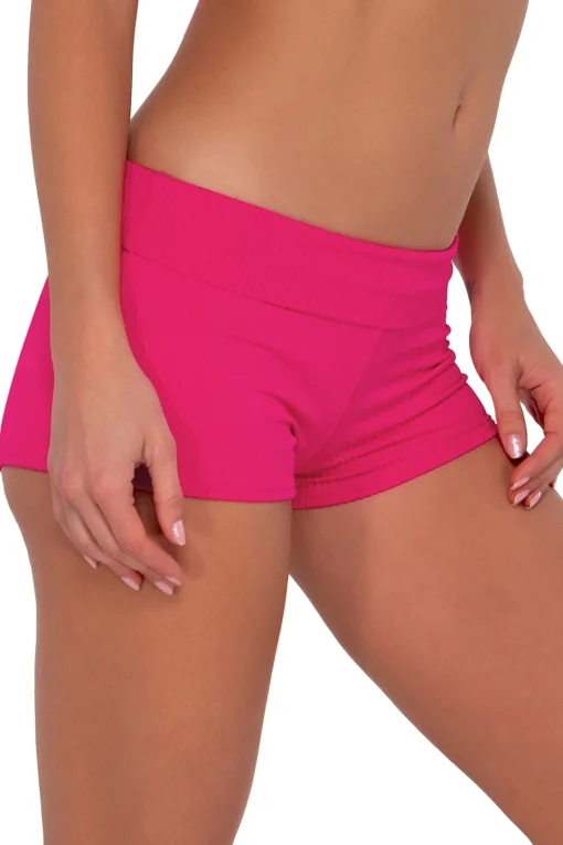 Sunsets Begonia Sandbar Rib Kinsley Swim Short< Plus Size | High-Waist