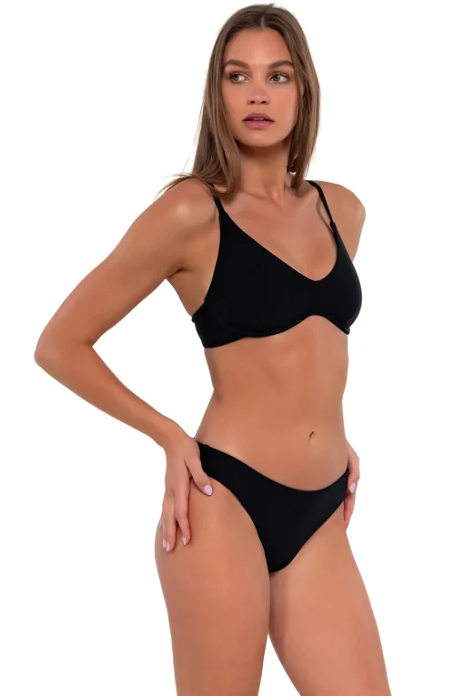 Sunsets Black Collins Hipster Bottom< Low-Rise | Bikini Bottoms
