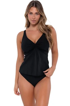 Sunsets Black Forever Tankini Top< Plus Size | Underwire