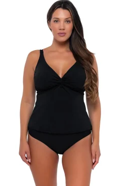 Sunsets Black Forever Tankini Top< Plus Size | Underwire