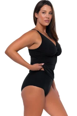 Sunsets Black Forever Tankini Top< Plus Size | Underwire