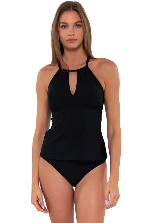 Sunsets Black Mia Tankini Top< Tankinis