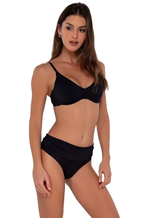 Sunsets Black Seagrass Texture Unforgettable Bottom< Plus Size | Bikini Bottoms