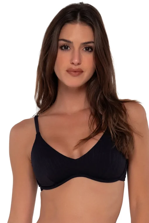 Sunsets Black Seagrass Texture Brooke U-Wire Top< Underwire | Bikini Tops