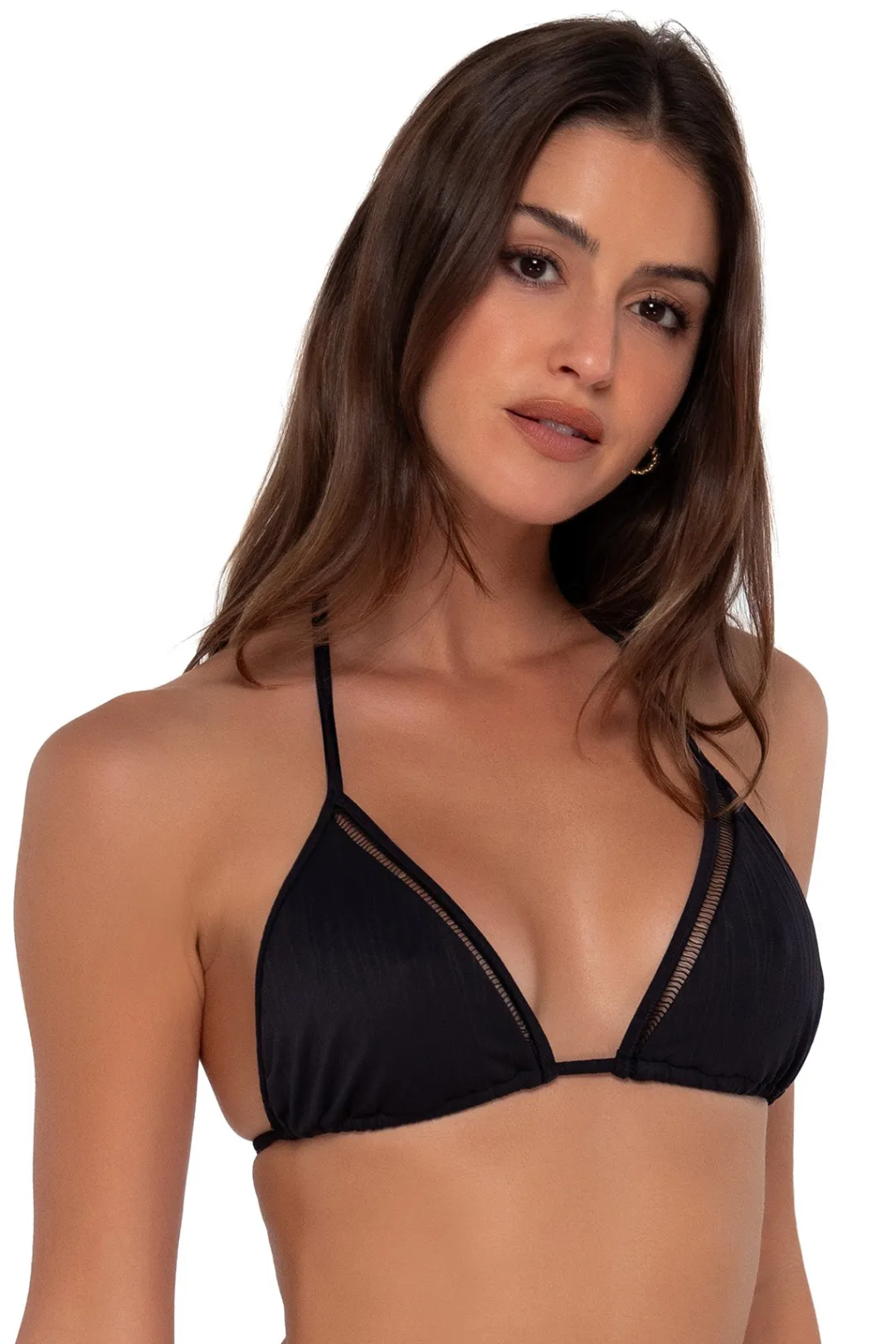 Sunsets Black Seagrass Texture Laney Triangle Top< Wire-Free | Bikini Tops