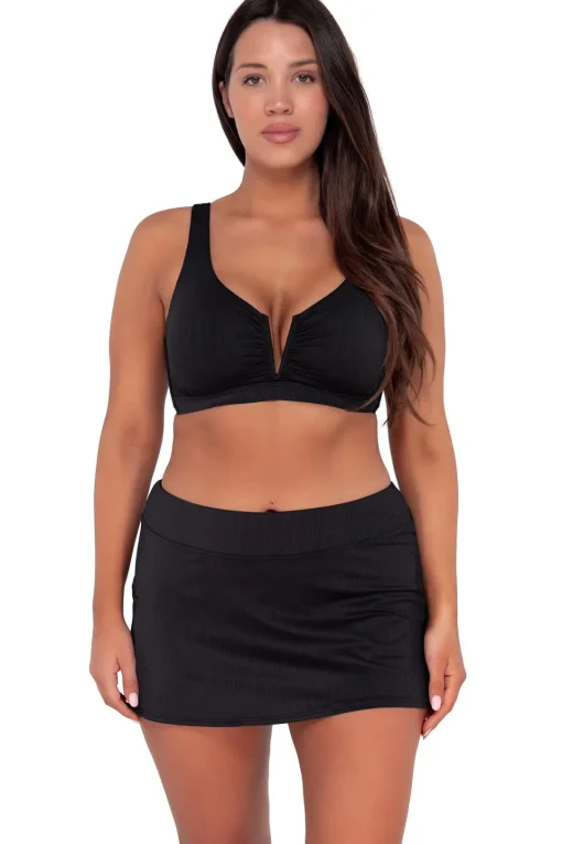 Sunsets Black Seagrass Texture Vienna V-Wire Top< Plus Size | Underwire