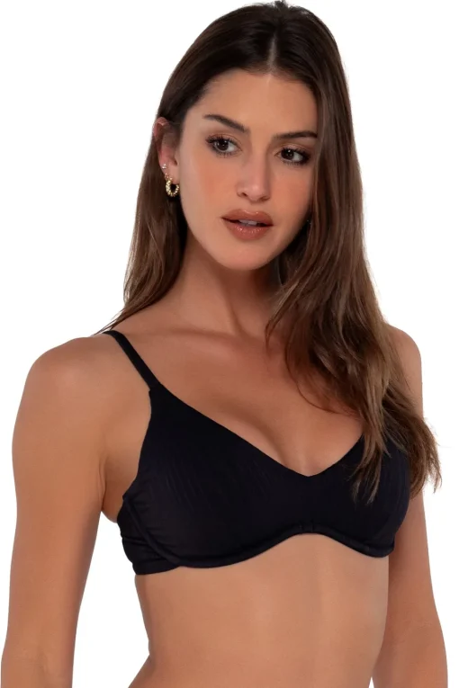 Sunsets Black Seagrass Texture Brooke U-Wire Top< Underwire | Bikini Tops