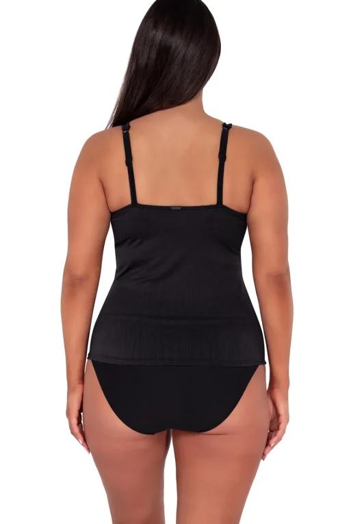 Sunsets Black Seagrass Texture Taylor Tankini Top< Plus Size | Underwire