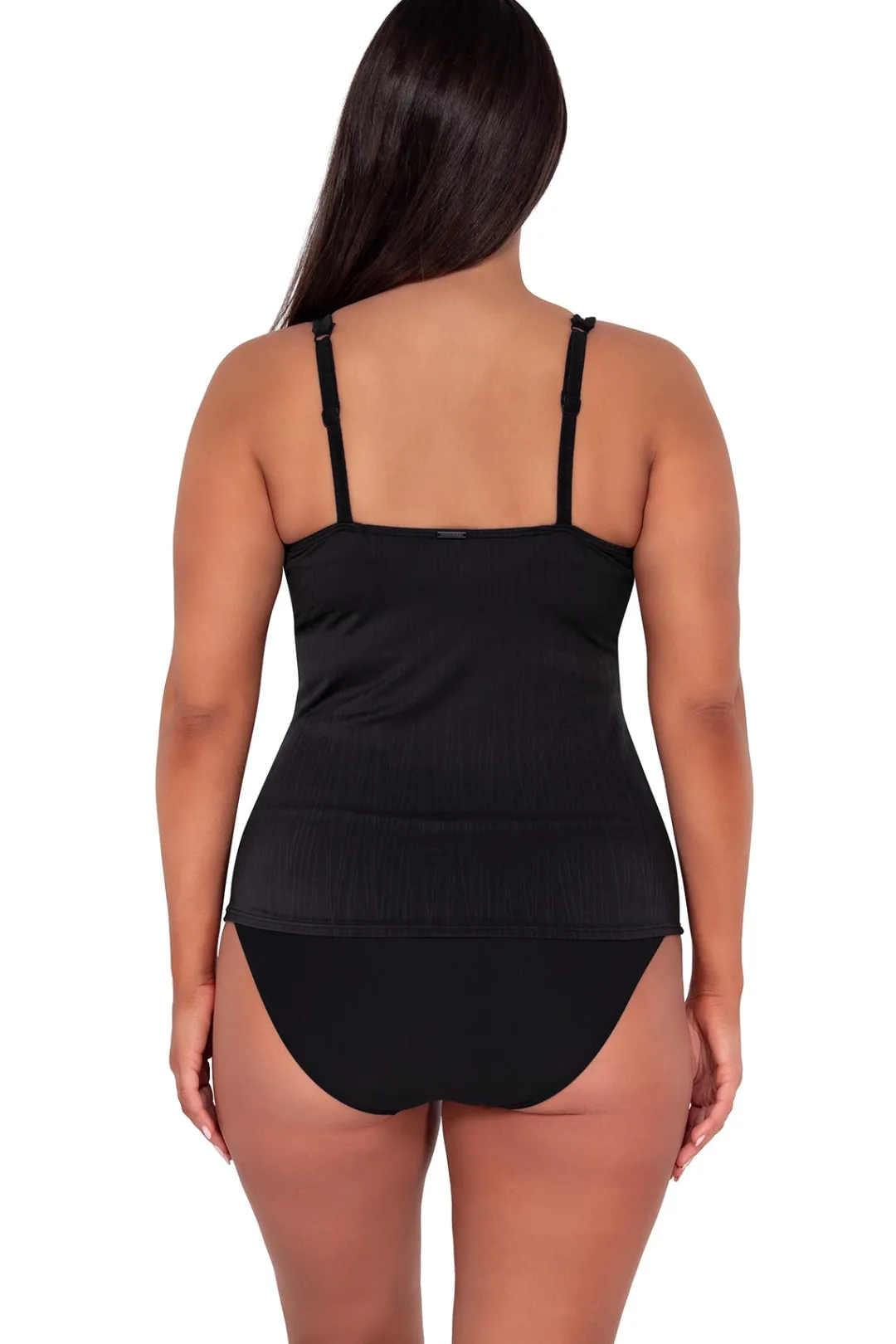 Sunsets Black Seagrass Texture Taylor Tankini Top< Plus Size | Underwire