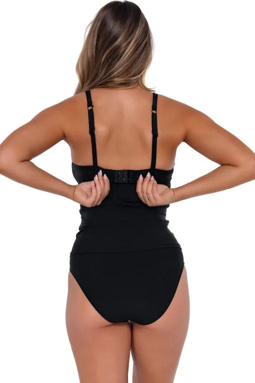 Sunsets Black Serena Tankini Top< Plus Size | Bra-Sized