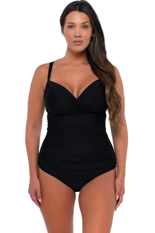 Sunsets Black Serena Tankini Top< Plus Size | Bra-Sized