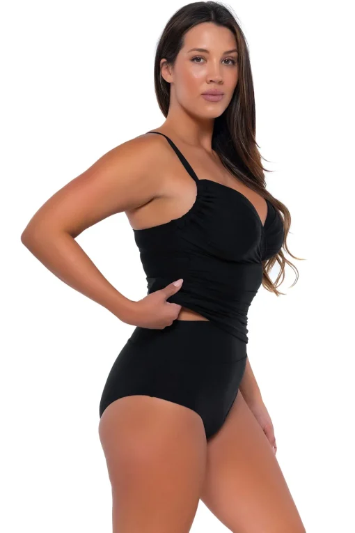 Sunsets Black Serena Tankini Top< Plus Size | Bra-Sized