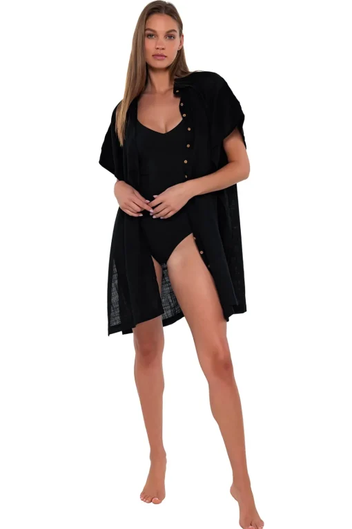 Sunsets Black Shore Thing Tunic< Cover-Ups
