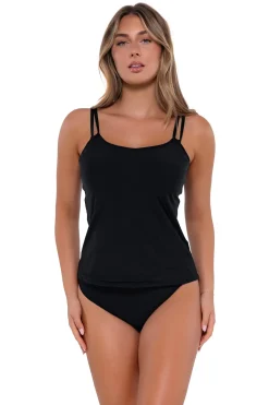 Sunsets Black Taylor Tankini Top< Plus Size | Underwire