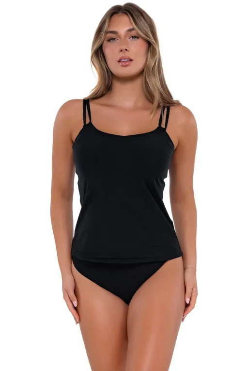 Sunsets Black Taylor Tankini Top< Plus Size | Underwire