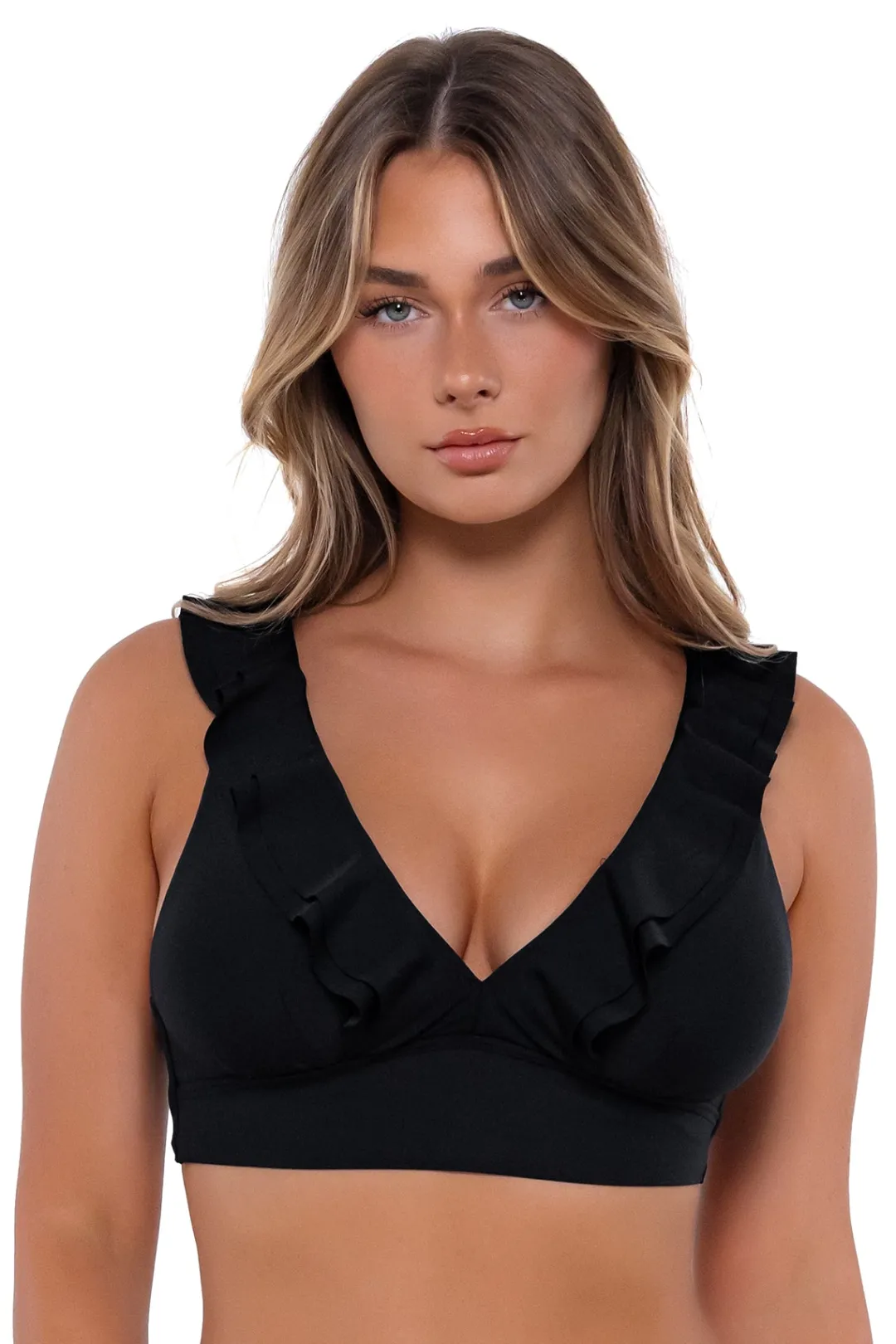 Sunsets Black Willa Wireless Top< Plus Size | Bra-Sized