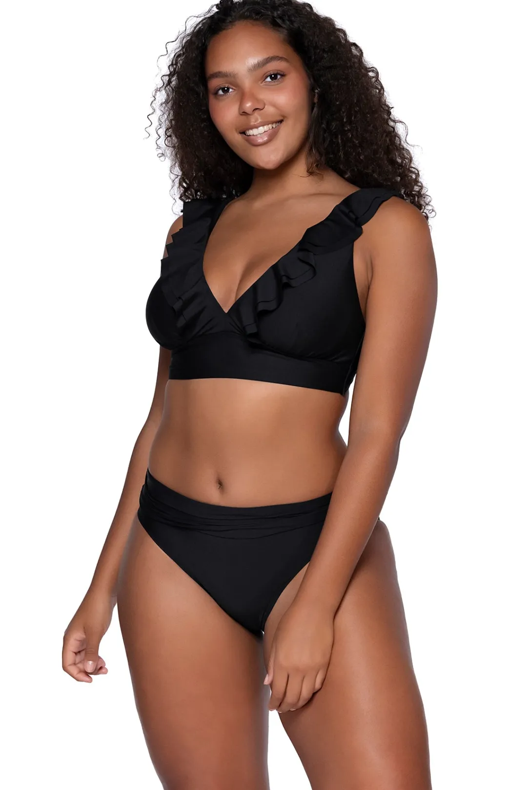 Sunsets Black Willa Wireless Top< Plus Size | Bra-Sized