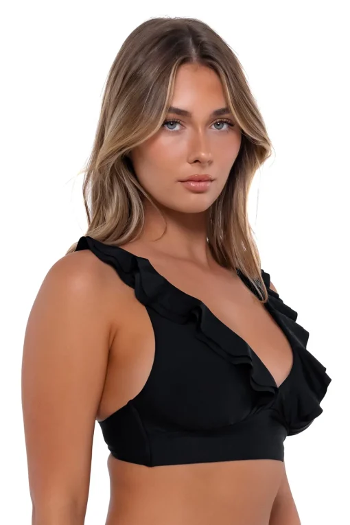 Sunsets Black Willa Wireless Top< Plus Size | Bra-Sized