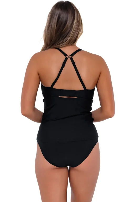 Sunsets Black Zuri V-Wire Tankini Top< Plus Size | Underwire