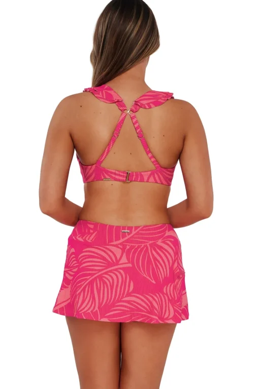 Sunsets Blushing Palms Sandbar Rib Sporty Swim Skirt< Plus Size
