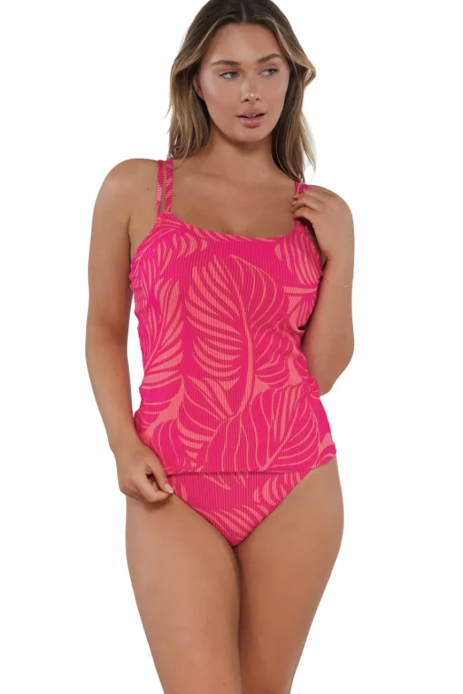 Sunsets Blushing Palms Sandbar Rib Taylor Tankini Top< Plus Size | Underwire