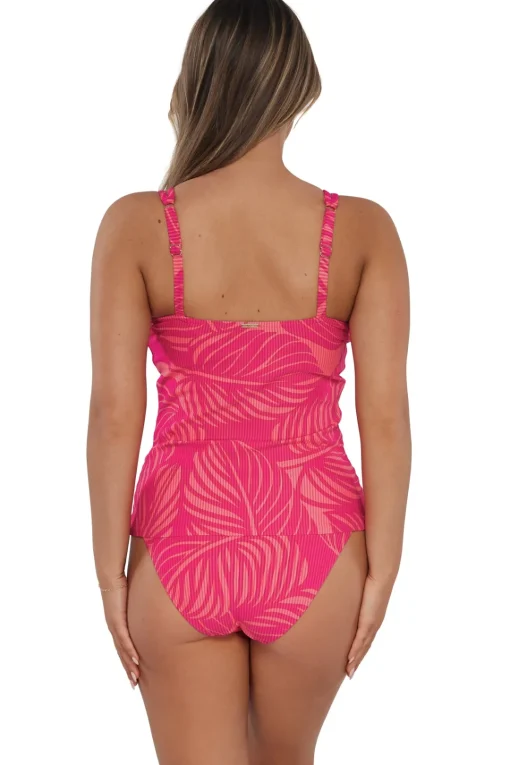 Sunsets Blushing Palms Sandbar Rib Taylor Tankini Top< Plus Size | Underwire