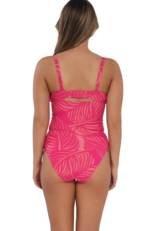 Sunsets Blushing Palms Sandbar Rib Serena Tankini Top< Plus Size | Underwire