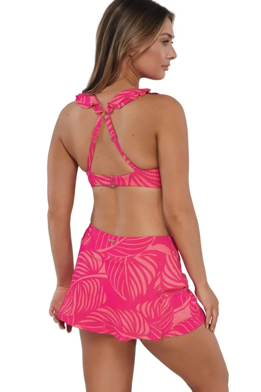 Sunsets Blushing Palms Sandbar Rib Sporty Swim Skirt< Plus Size