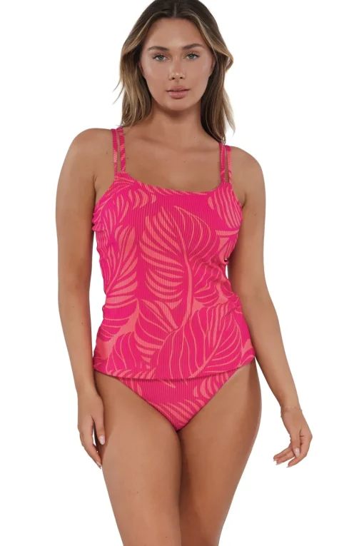 Sunsets Blushing Palms Sandbar Rib Taylor Tankini Top< Plus Size | Underwire