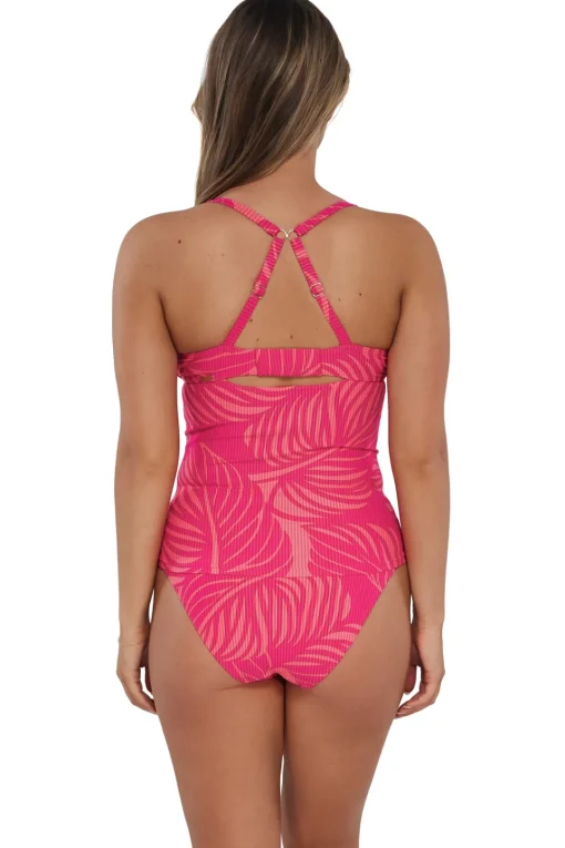 Sunsets Blushing Palms Sandbar Rib Serena Tankini Top< Plus Size | Underwire