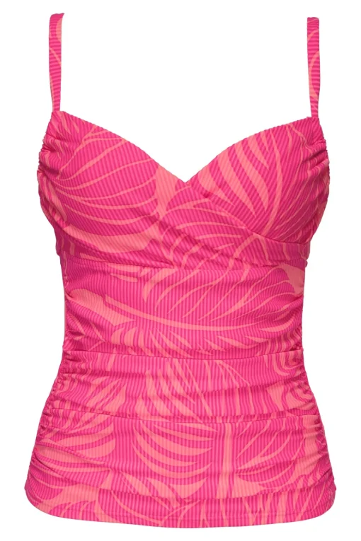 Sunsets Blushing Palms Sandbar Rib Serena Tankini Top< Plus Size | Underwire