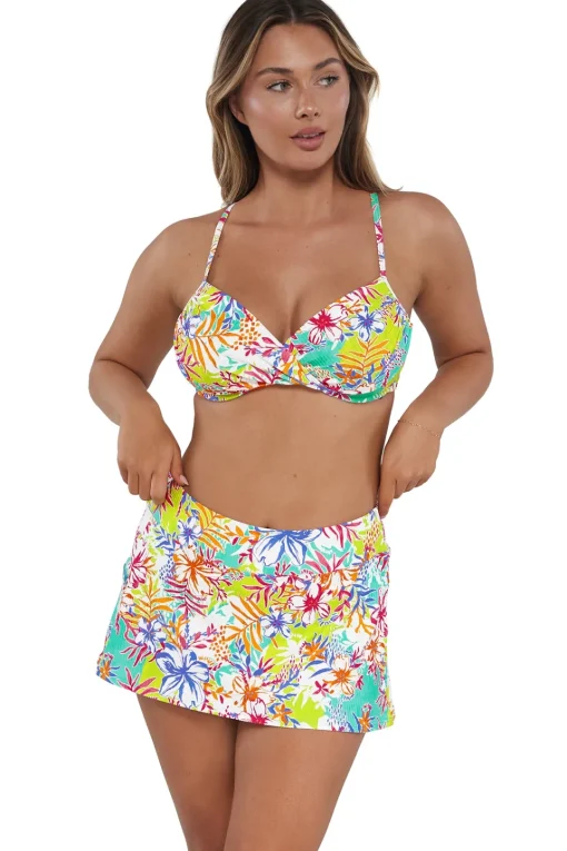 Sunsets Botanical Bliss Sandbar Rib Sporty Swim Skirt< Plus Size