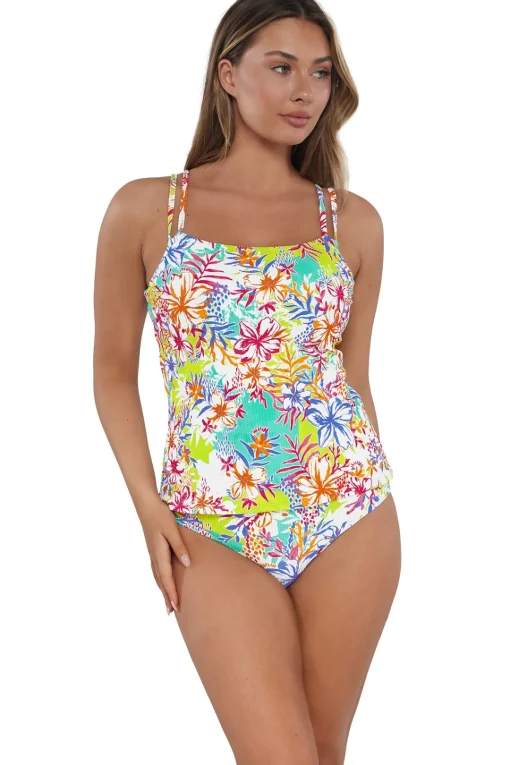 Sunsets Botanical Bliss Sandbar Rib Taylor Tankini Top< Plus Size | Underwire