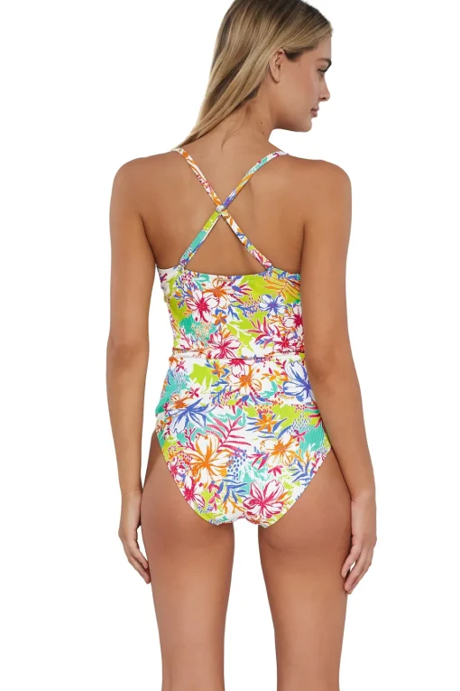 Sunsets Botanical Bliss Sandbar Rib Simone Tankini Top< Wire-Free | Tankinis