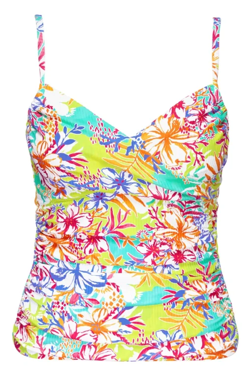Sunsets Botanical Bliss Sandbar Rib Simone Tankini Top< Wire-Free | Tankinis