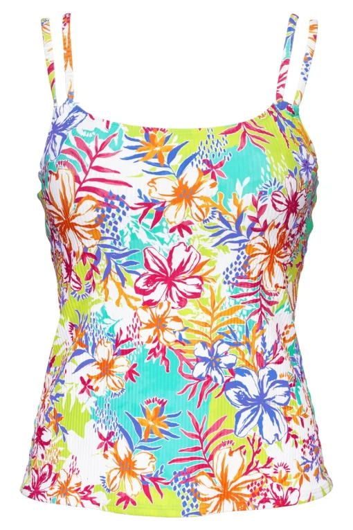 Sunsets Botanical Bliss Sandbar Rib Taylor Tankini Top< Plus Size | Underwire